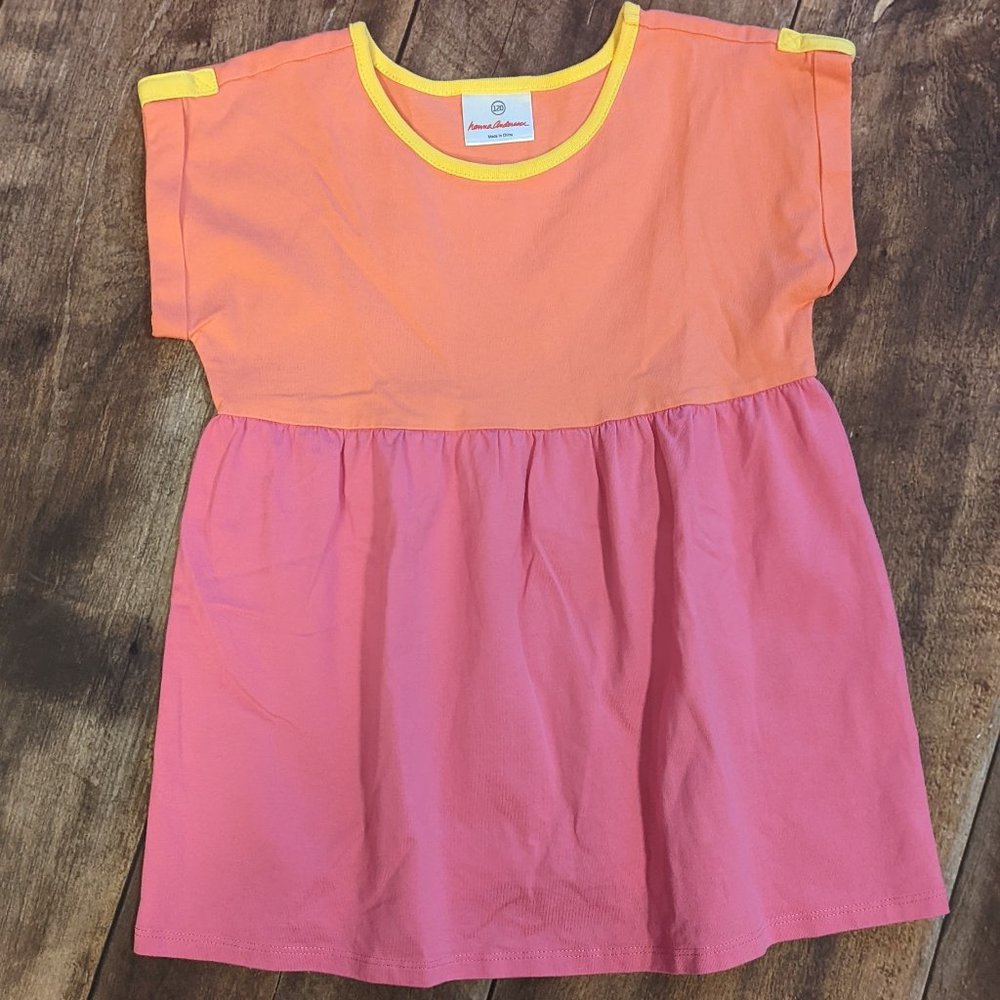 Hanna Andersson girls shirt, size 120 (6-7), pink and orange
